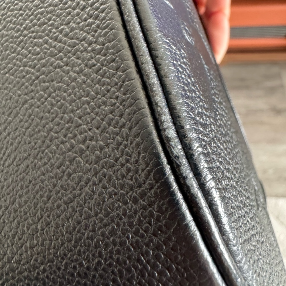 Louis Vuitton Black Embossed Monogram Shoulder Bag with Gold Hardware - Picture 11 of 13